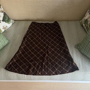 Doen Brown Plaid A-Line Skirt